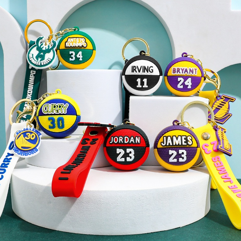 GANTUNGAN 3D พวงกุญแจ NBA พวงกุญแจบาสเกตบอลบาสเกตบอล Ball Player HP พวงกุญแจกระเป๋าพวงกุญแจของที่ระล