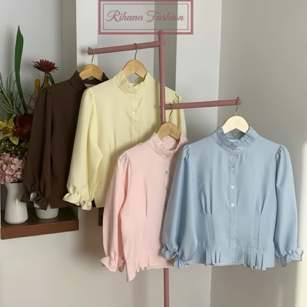 ไรน์ | Maira Ruffle เสื้อผู้หญิงเสื้อ Ruffle Collar บอลลูนแขน
