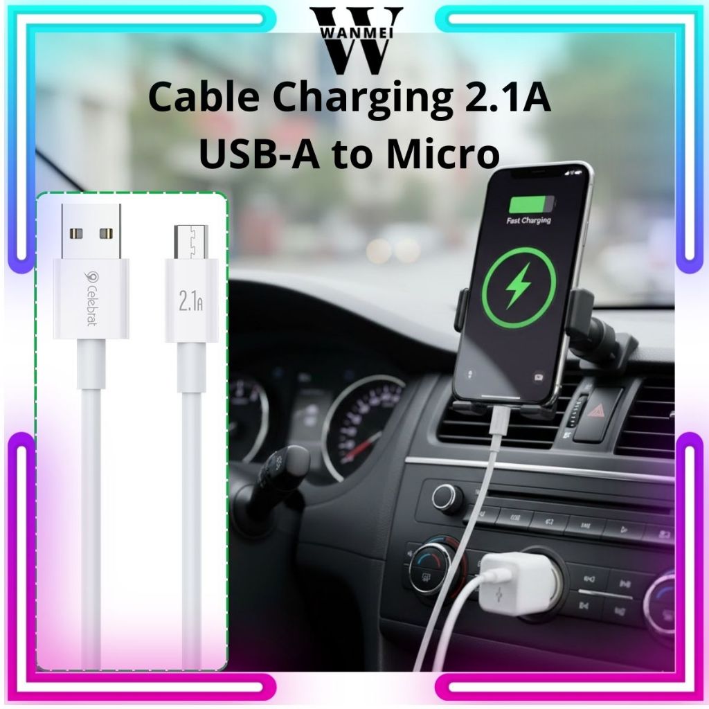 WM CB-24-AM สาย Micro USB 2.1A ชาร์จเร็วและข้อมูลสมาร์ทโฟนแท็บเล็ต