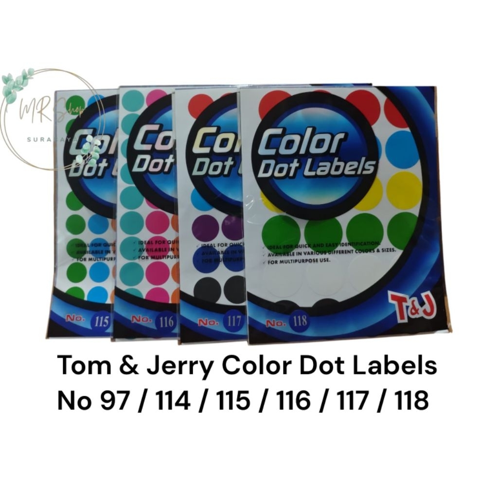 T&J Tom And Jerry Color Dot Label Sticker Dot Colourful