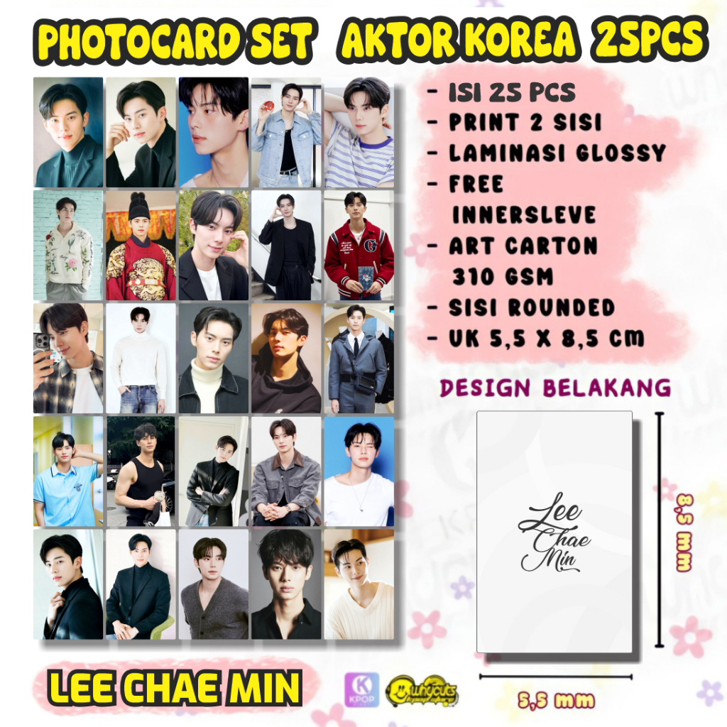 Lee Chae min Photocard Set แอคเตอร์เกาหลี 25 ชิ้น พิมพ์เคลือบมันเงาหนา 2 ด้าน ไม่ซีดจาง