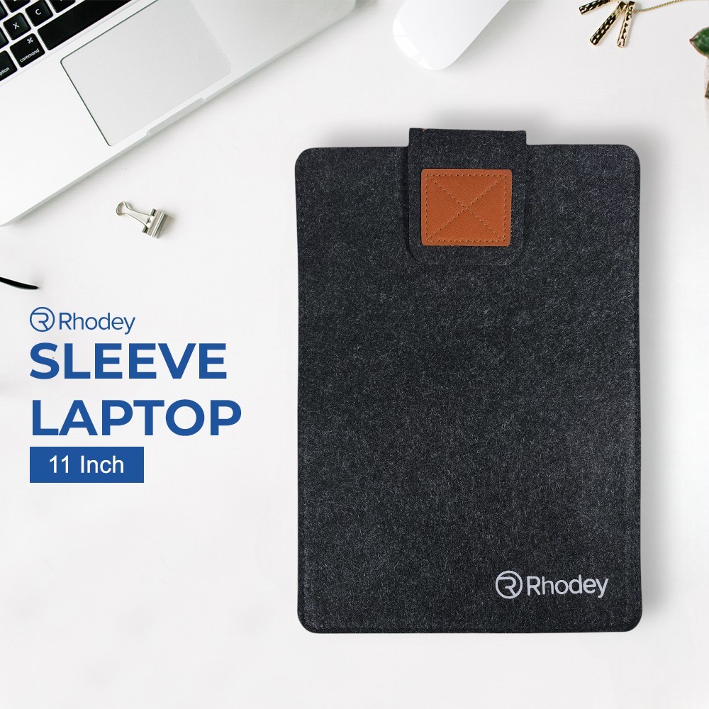 Rhodey Sleeve Case Laptop Tablet Protective Bag Wool Felt 11/12/13/15 Inch - DA98 - สีเทาเข้ม