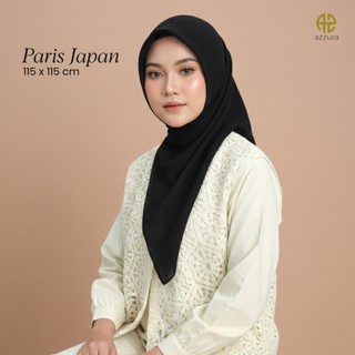 Azzurascarf - Plain Paris Japan Premium Segiempat Variasi Warna Basic Hitam Putih - Anti Lecek, Mudah Dibentuk, Berbagai Warna Elegan