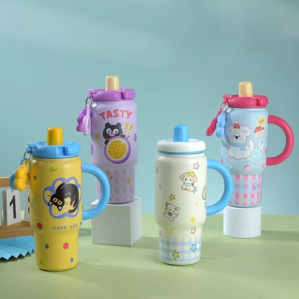 GANTUNGAN SORA 2in1 แก้วน้ําสแตนเลส 700ml/ขวดดื่มสําหรับเด็กพร้อมตัวอักษร SUS 316 และไม้แขวนน่ารัก -