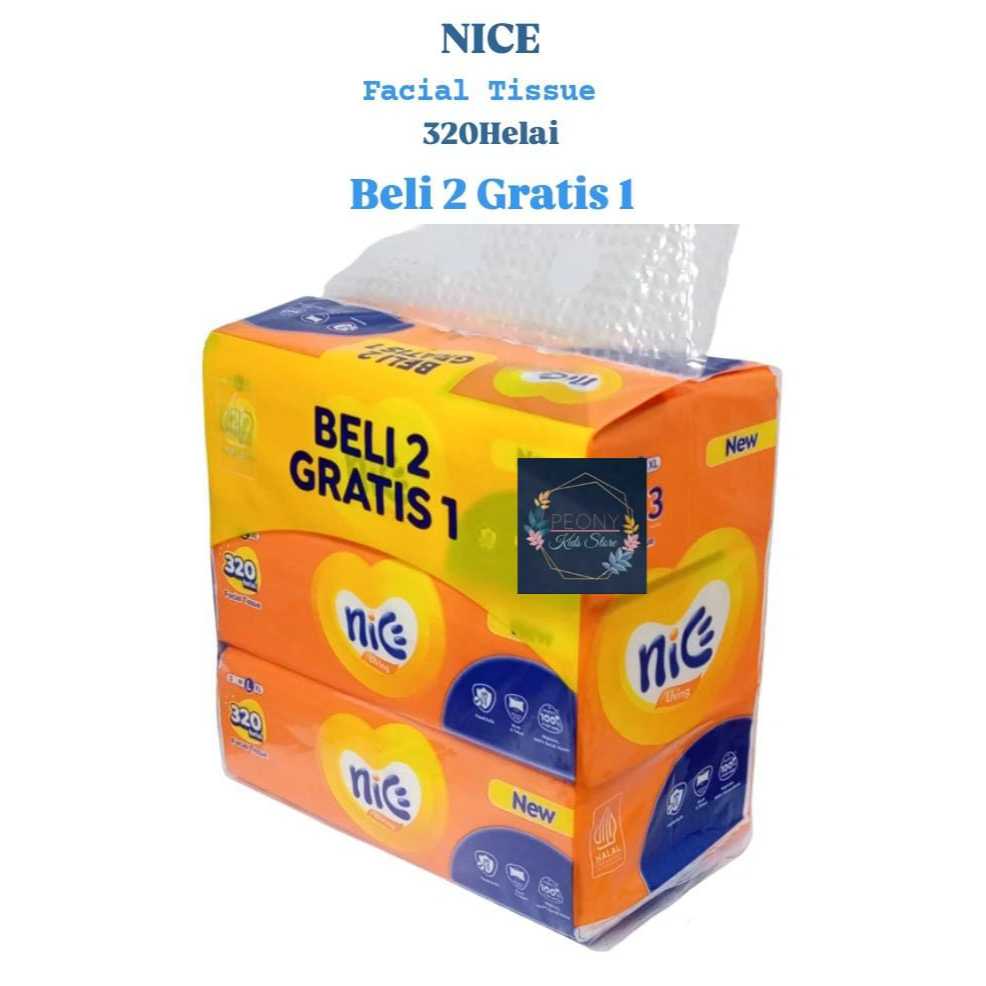 NICE BANDED COTENTS 3 NICE TISSUE ใบหน้า 320 เส้น/ดี TISSUE B2G1 ใบหน้า TISSUE