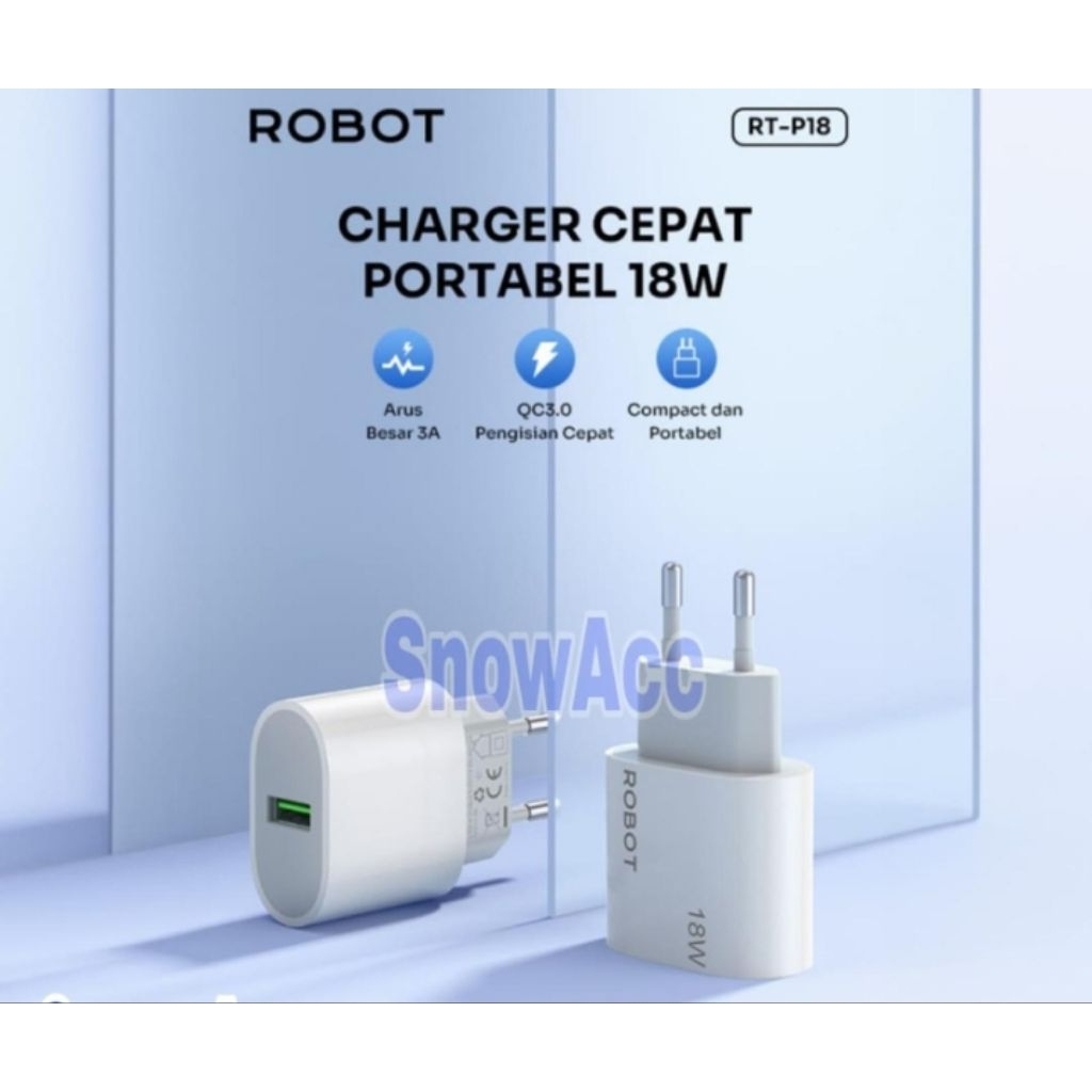 ROBOT RT-P18 ADAPTER CHARGER 3A BATOK CHARGER QUICK CHARGING ROBOT RT-P18 QC3.0 18W