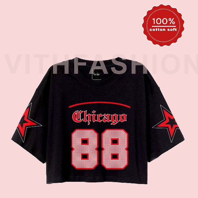 เสื้อครอป oversize chiago 88 star เสื้อครอปผู้หญิง star