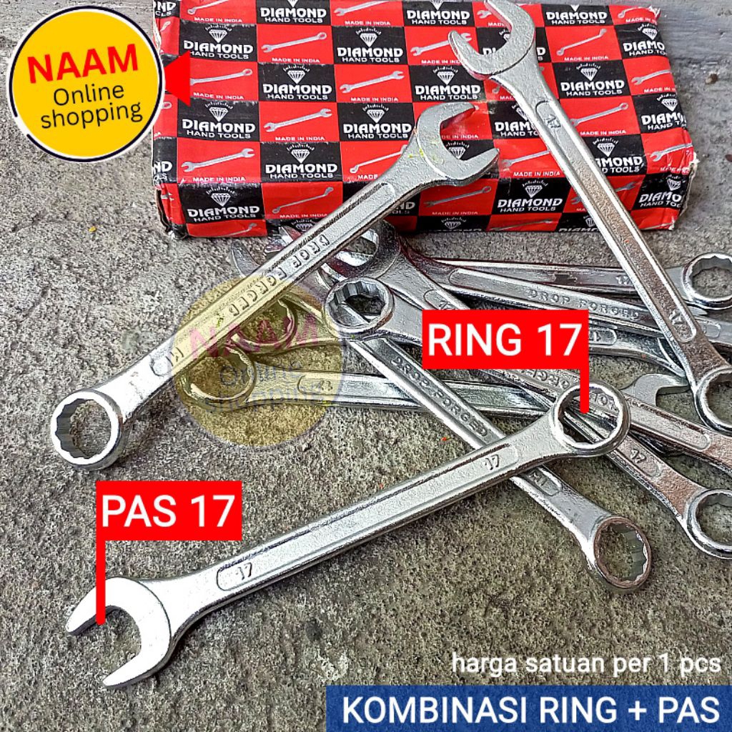 COMBINATION RING WRENCH 17 - RING WRENCH 17 + WRENCH 17 - RING WRENCH 2 IN 1