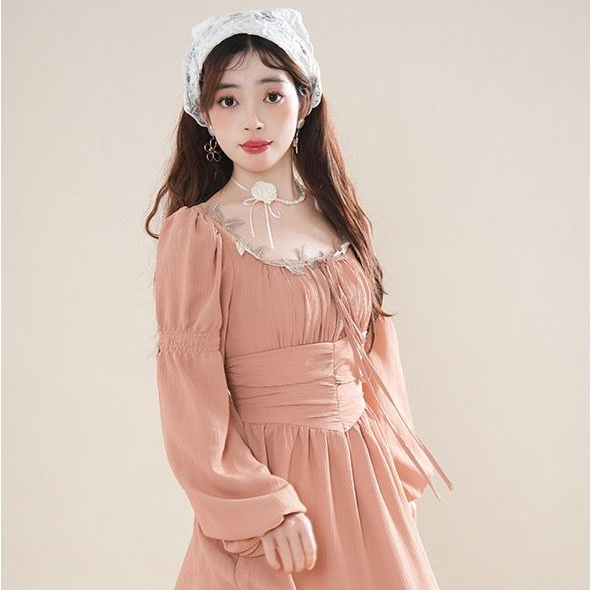 CANDY DD-8854 Midi French Peach Dress Import