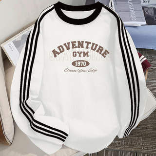 VISION PREMIUM Kaos Lengan Panjang Tiga Garis Korea Premium 100% Katun | Adventure Gym Style Pria Wanita