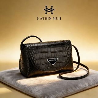 HathinMuii - Tas Bahu Shoulder bag Tas Wanita Tas Selempang Wanita Fashion Croco Leather Slingbag Croco Leather Handbag