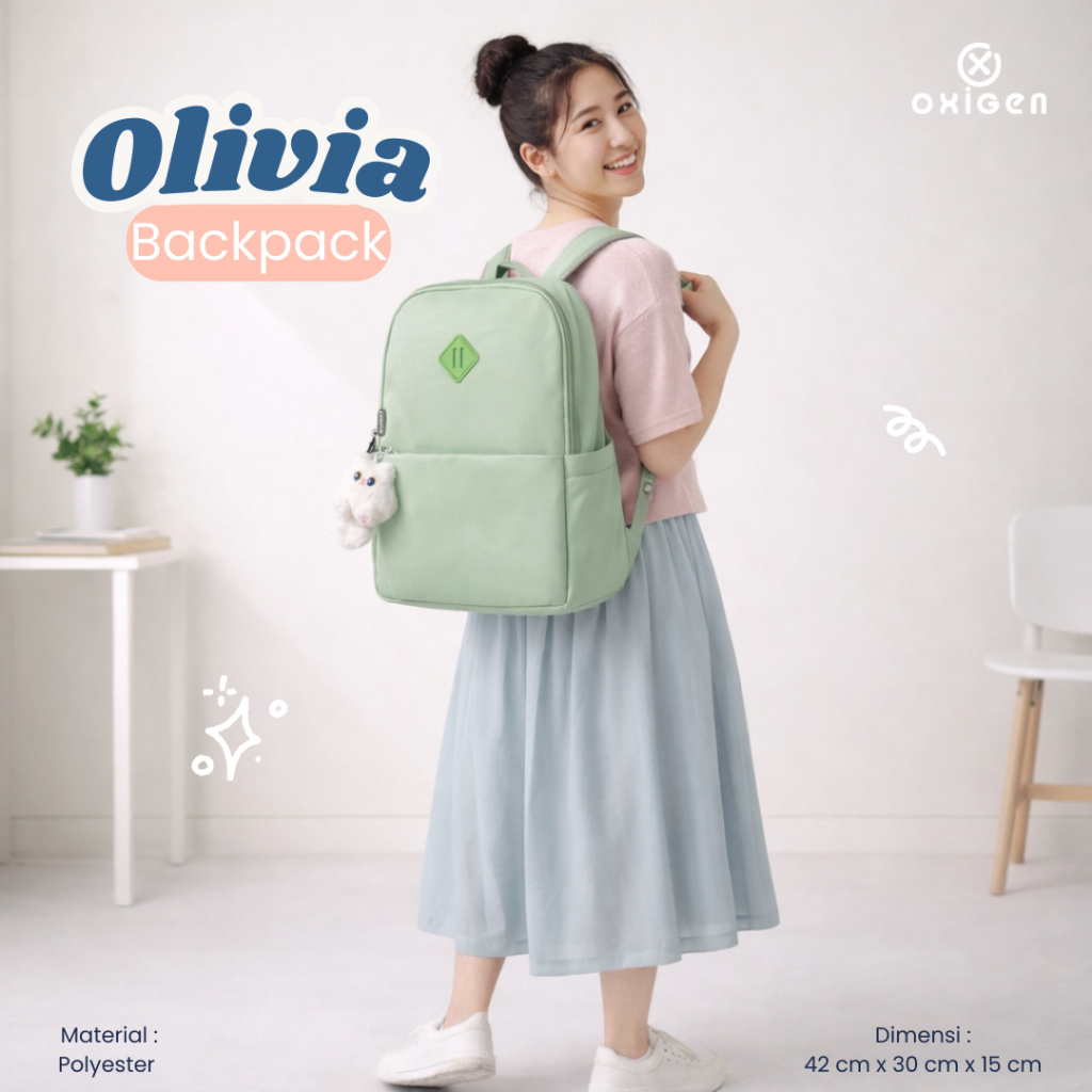Oxigen Olivia Womens Laptop Backpack กระเป๋าเป้สะพายหลังโพลีเอสเตอร์ Free Raincover