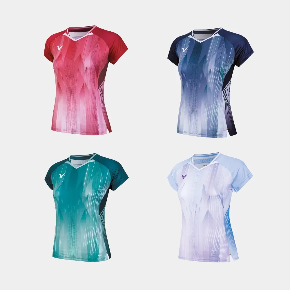 LOKAL T-61002 เสื้อแบดมินตันทีมสโมสรผู้หญิง / เสื้อยืดท้องถิ่นโหลของกีฬาแบดมินตันทัวร์นาเมนต์