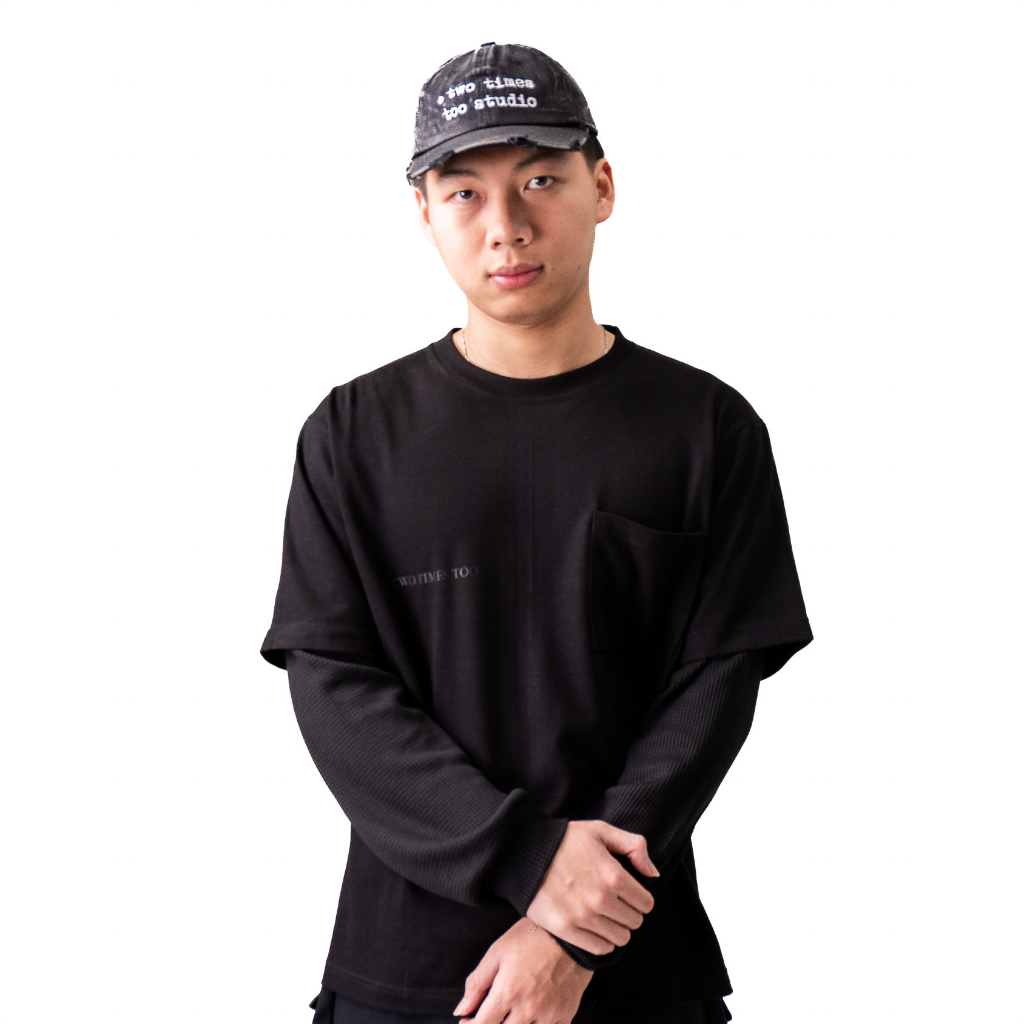 2TIMESTOO Double Layered Waffle Longsleeve - Jet Black/Jet Black