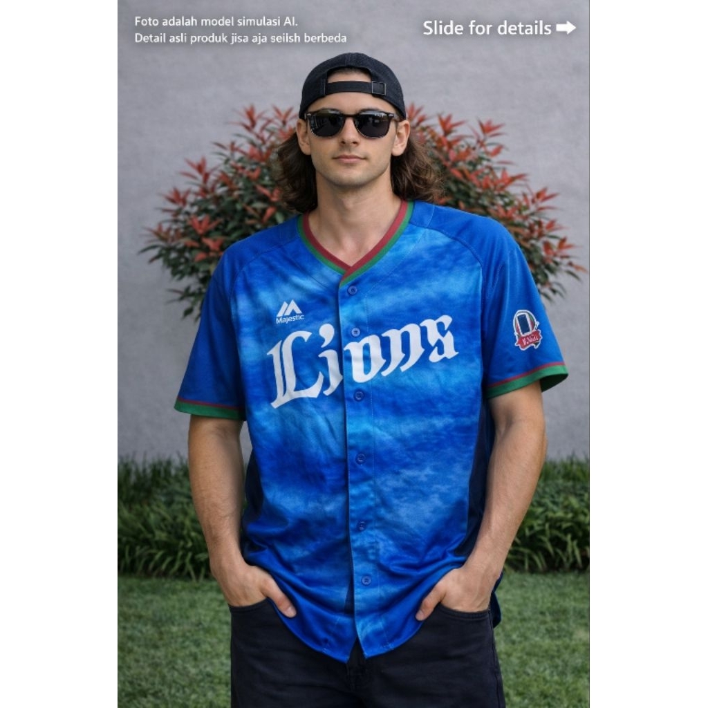(ใหม่) JPN LI0NS 0R1 เสื้อพยุงทีมเบสบอล ไซส์ L fit XL (P73 x L59)