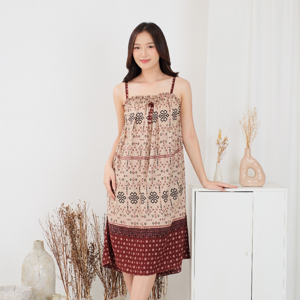 ผ้าบาติก Temu Jodo - Yukensi MAYA เรยอน Daster, นุ่ม, เย็น, หน้าอกยืดหยุ่น, ริบบิ้นและกระเป๋า Variat