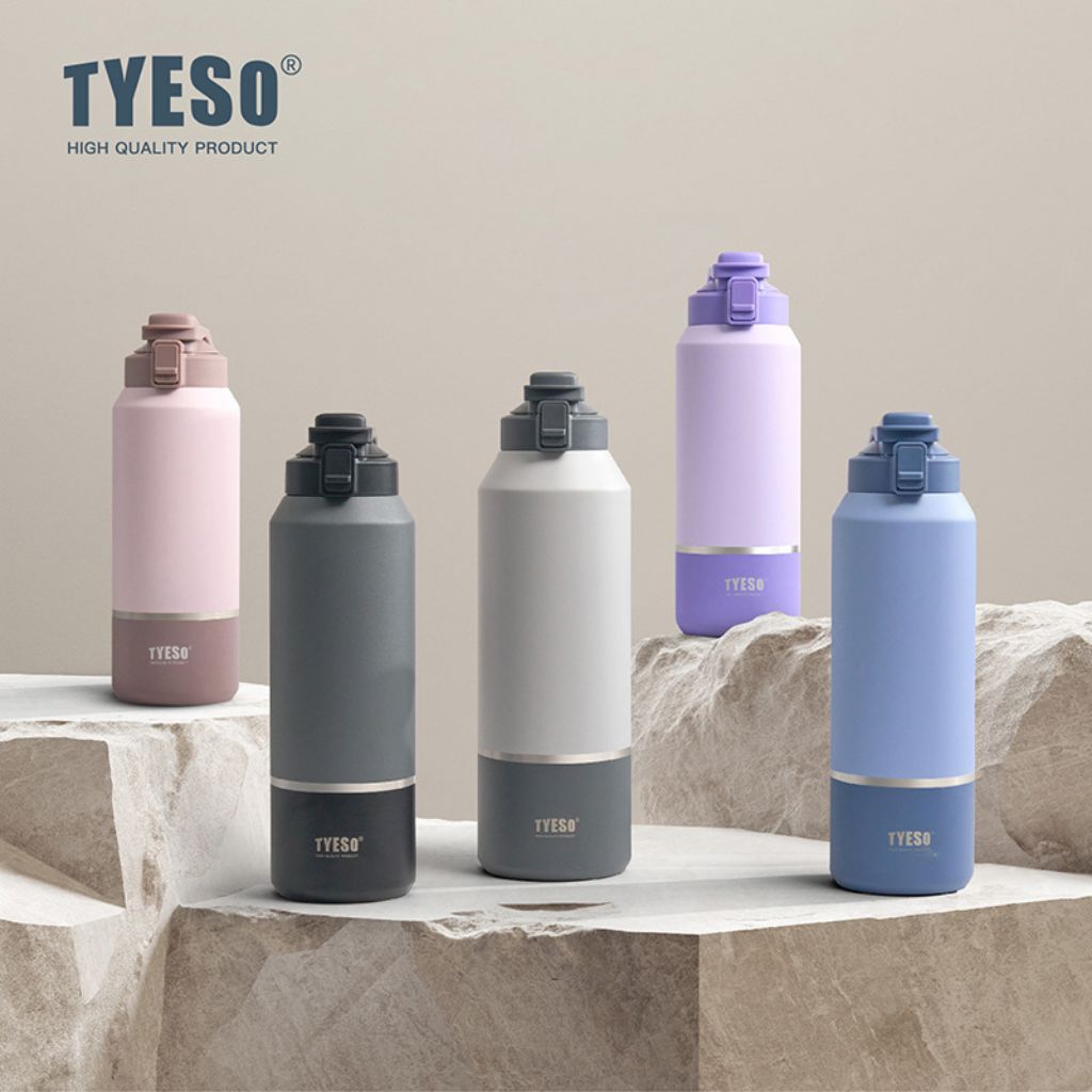 Tyeso Thermos ขวดดื่มแบบพกพา/สแตนเลสขนาดจัมโบ้ 1200ml 1500ml 2000ml ทนความร้อนและความเย็นผนังคู่/ขวด
