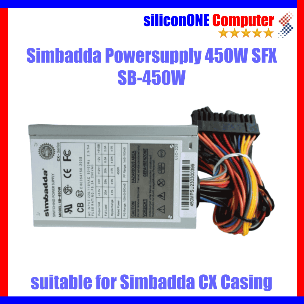 ซิมบ้า 450W SFX Powersupply SB-450W PSU เหมาะสําหรับ CX series Mini ITX