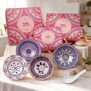 [Kotak hadiah eksklusif] HOMESTUFF Hampers Mangkok Keramik Sendok Set Parcel Gift Souvenir Boxset Premium Bowl