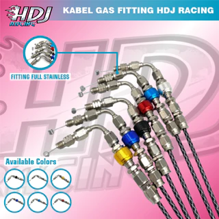 ข้อต่อสายแก๊ส L CNC Stainless HDJ RACING Thread m10 / 14 สายเงินหรือดํา 2 เมตร | สากลสําหรับก๊าซเสีย