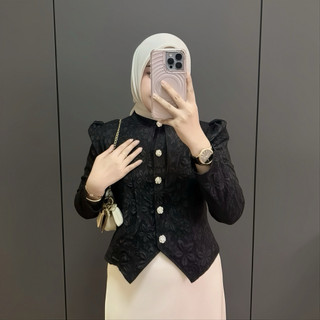 Flower Blouse Long Sleeve - Blazer Wanita Korean Look - Atasan Wanita Kondangan Bussines Casual Trendy Motif Bunga