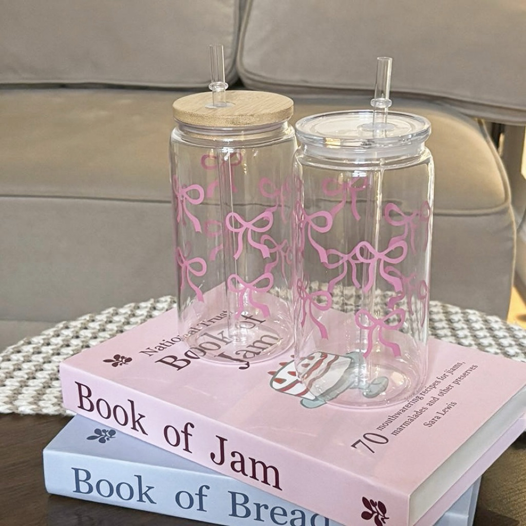 Mocorie - Lulitableu Coquette Plastic Tumbler / coquette Ribbon Plastic Tumblr / Pink Ribbon Coquett