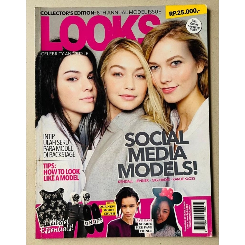 LOOKS Magazine 2015 พฤศจิกายน: Cover Kendall Jenner, Gigi Hadid, Karlie Kloss