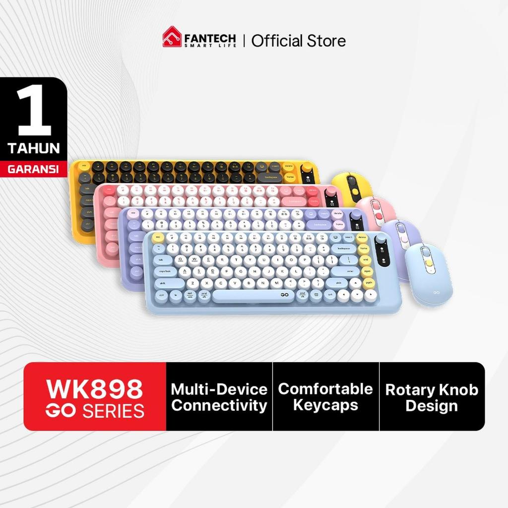 Fantech คีย์บอร์ดเมาส์ไร้สายบลูทูธ Dual Mode Combo Set GO MOCHI 85 101 WK898