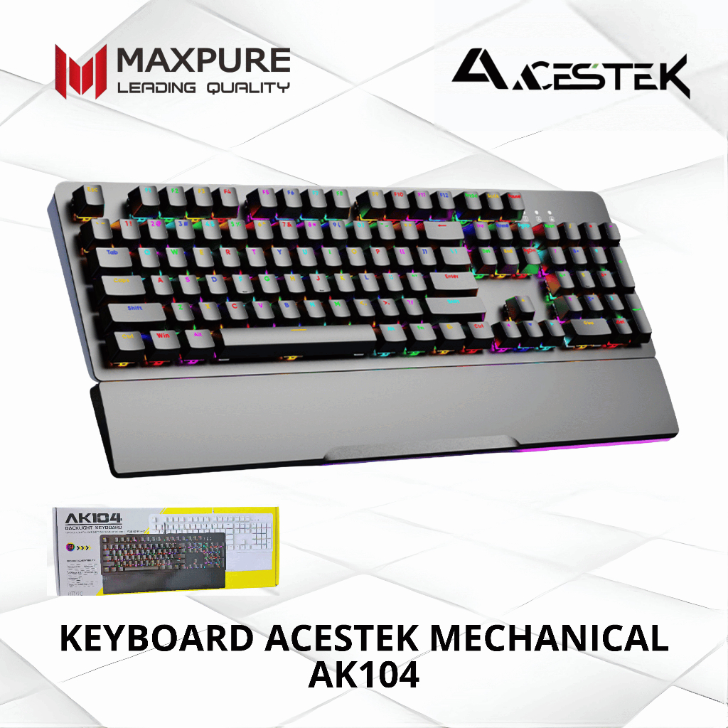 Acestek AK104 AK87 AK68 Gaming RGB Blue Switch คีย์บอร์ดแบบกลไก