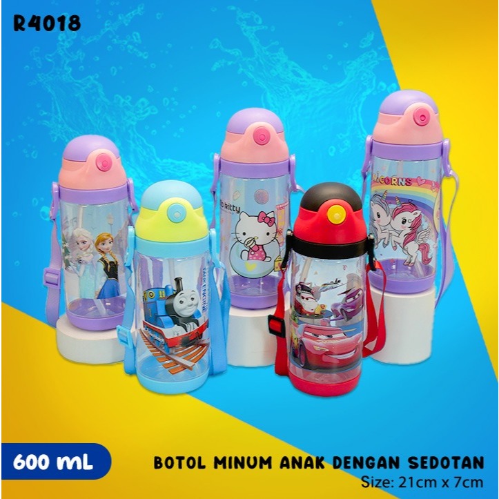 ใหม่ 2022 Character Childrens drinking Bottles with straw 500ml ขวดน้ํา R4017/R4018