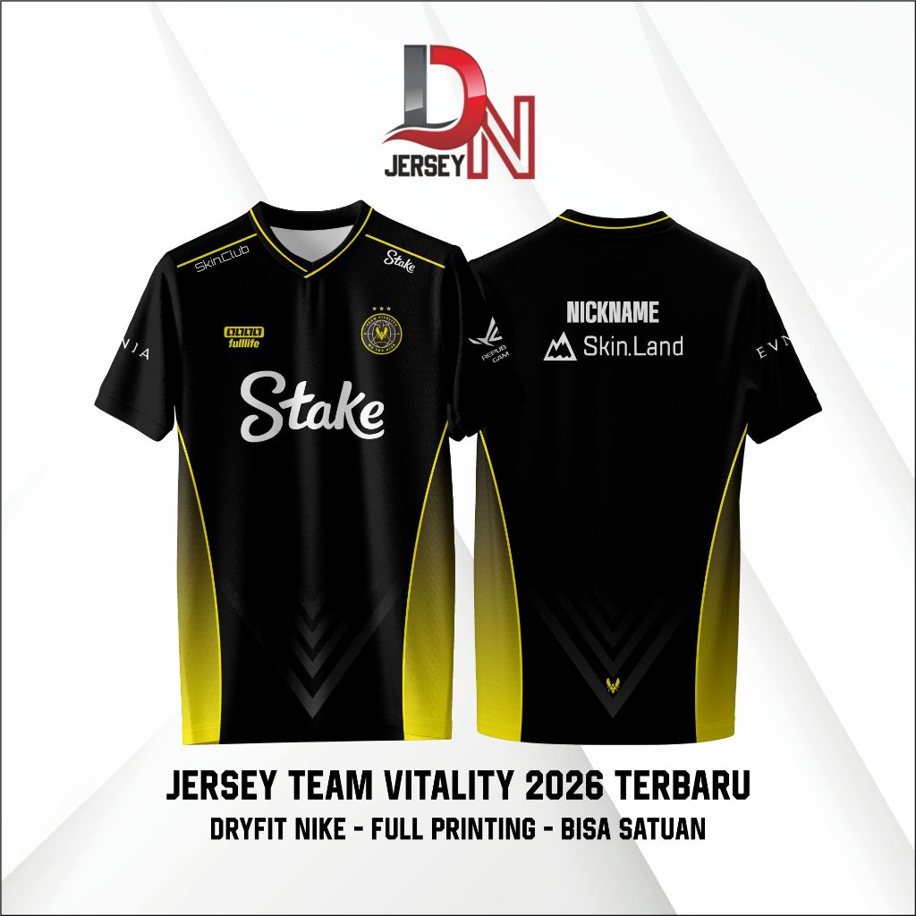 ทีมล่าสุด Vitality Jersey 2026 พิมพ์เต็มรูปแบบ Vitality Valorant LOL CSGO เสื้อยืดสําหรับเล่นเกมฟรีท