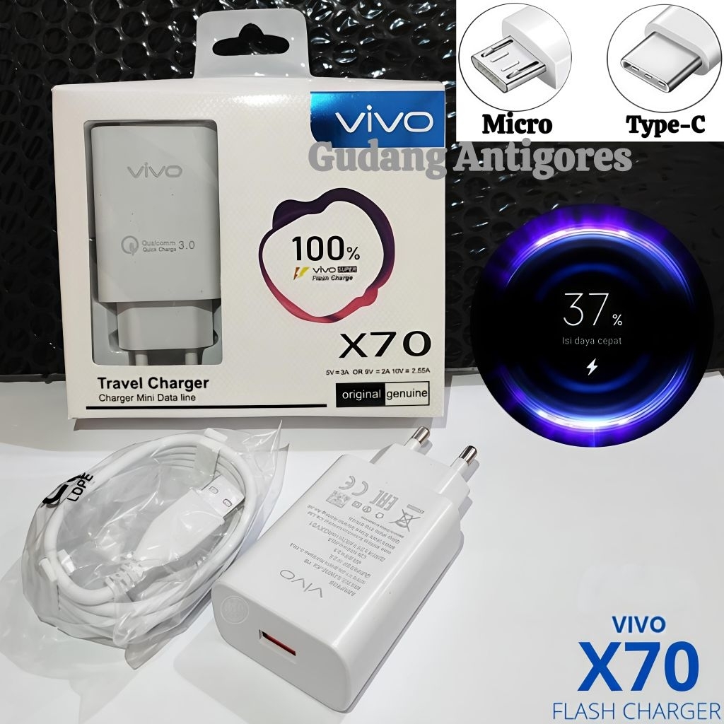 Vivo Charger 1 ชุด X70 Fast Charging Micro Type C Fast Charging รองรับทุกประเภท