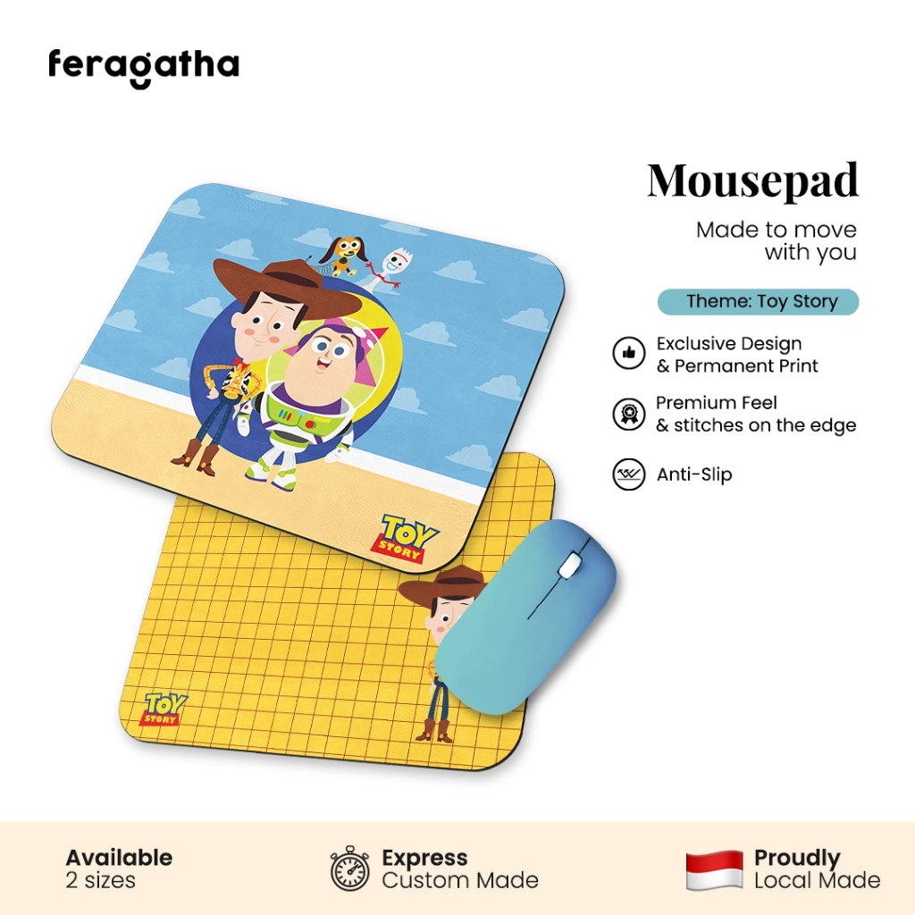 FERAGATHA Mousepad / แผ่นรองเมาส์ / แผ่นรองเมาส์เกมมิ่งกันลื่น Disney Toy Story Pixar Motif
