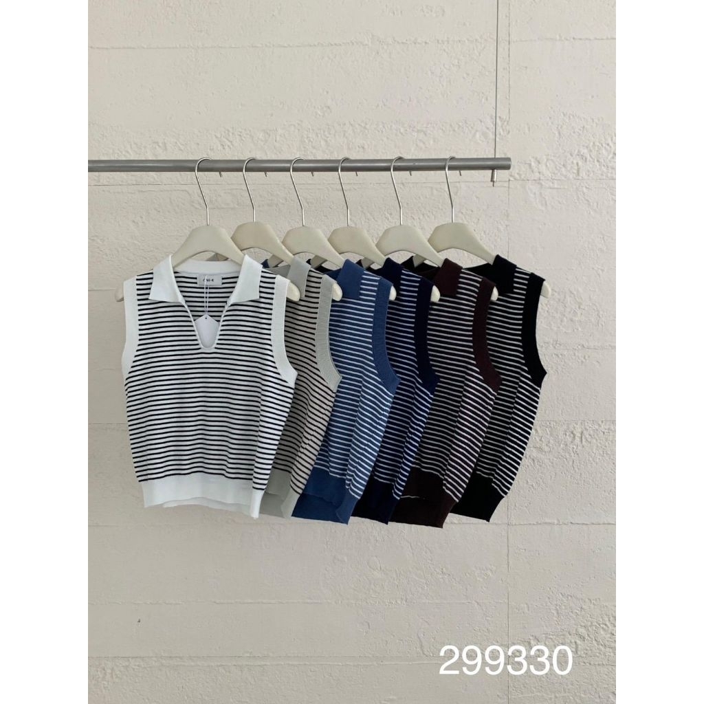 [LC] ONE-K 299330 CASUAL STRIPED KNIT TANKTOP
