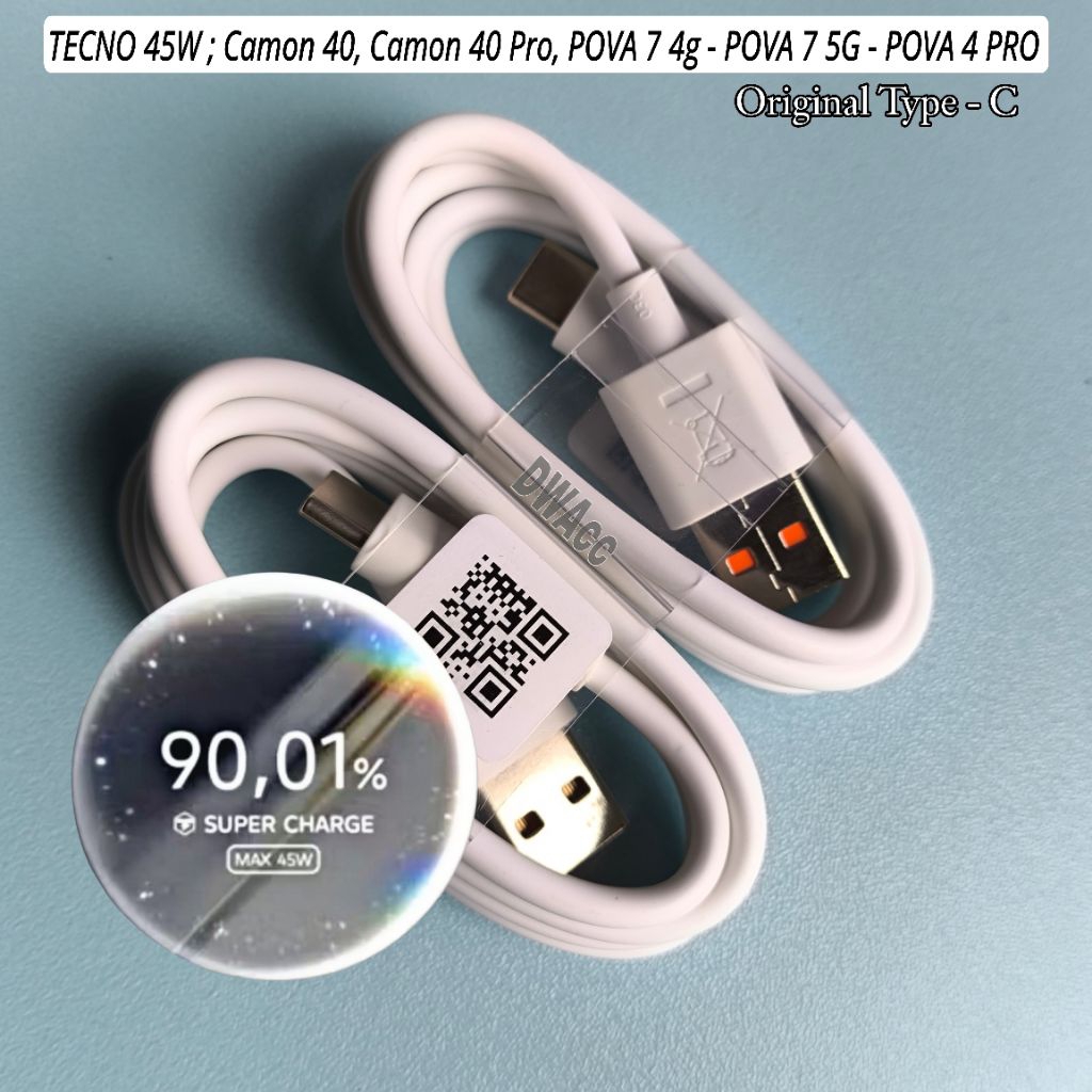 สายชาร์จ Tecno 45W ของแท้ 100% รับประกัน