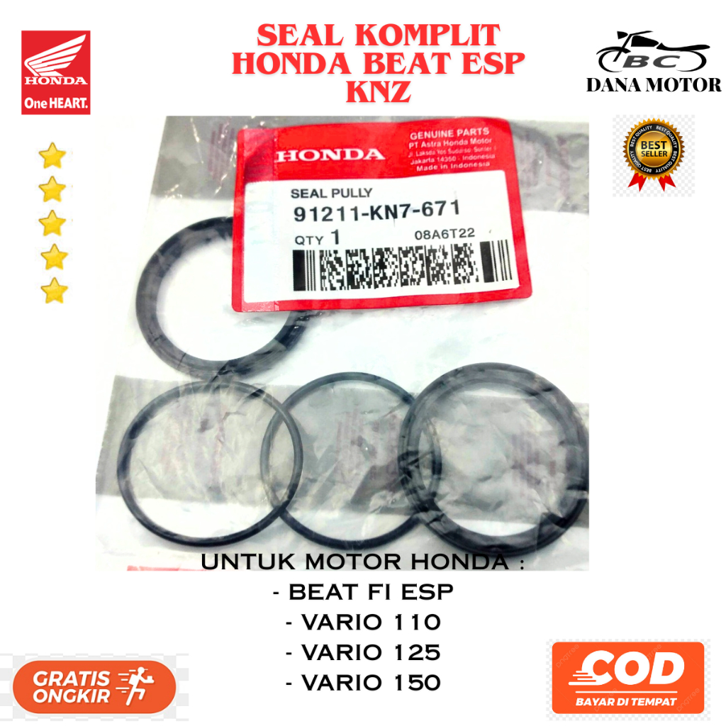 ซีล Beat CVT ดั้งเดิม / ซีล CVT ครบชุดสําหรับ Honda Vario 110 Fi Original Premium - 91211-KN7-671