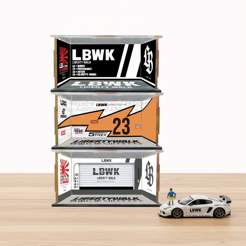 KRMK กล่องอะคริลิค Diecast LBWK LIBERTY WALK RACING GARAGE