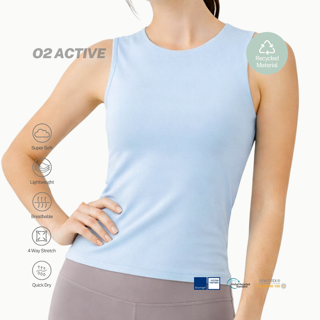 O2 ACTIVE - เสื้อกล้ามผู้หญิง | เสื้อกล้ามลําลอง | Recycle Yoga Gym Sportswear, Buttery Soft
