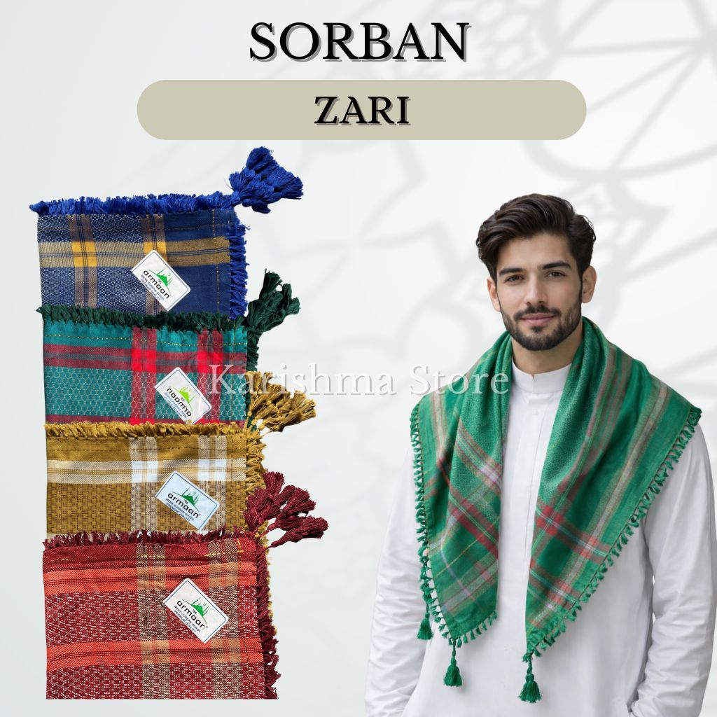 ZARI TURBAN - COLORED ARMAAN TURBAN - HAJJ TURBAN - JAQUARD TURBAN