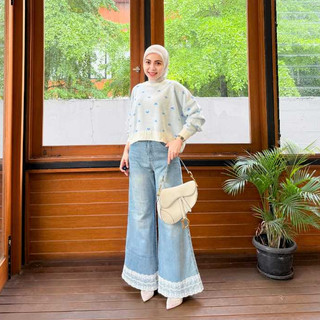 Be.Gracious-Heart sweater rajut crop / knitwear motif heart butter yellow / sweater  rajut motif love bigsize kekinian/ sweater rajut jumbo korean style