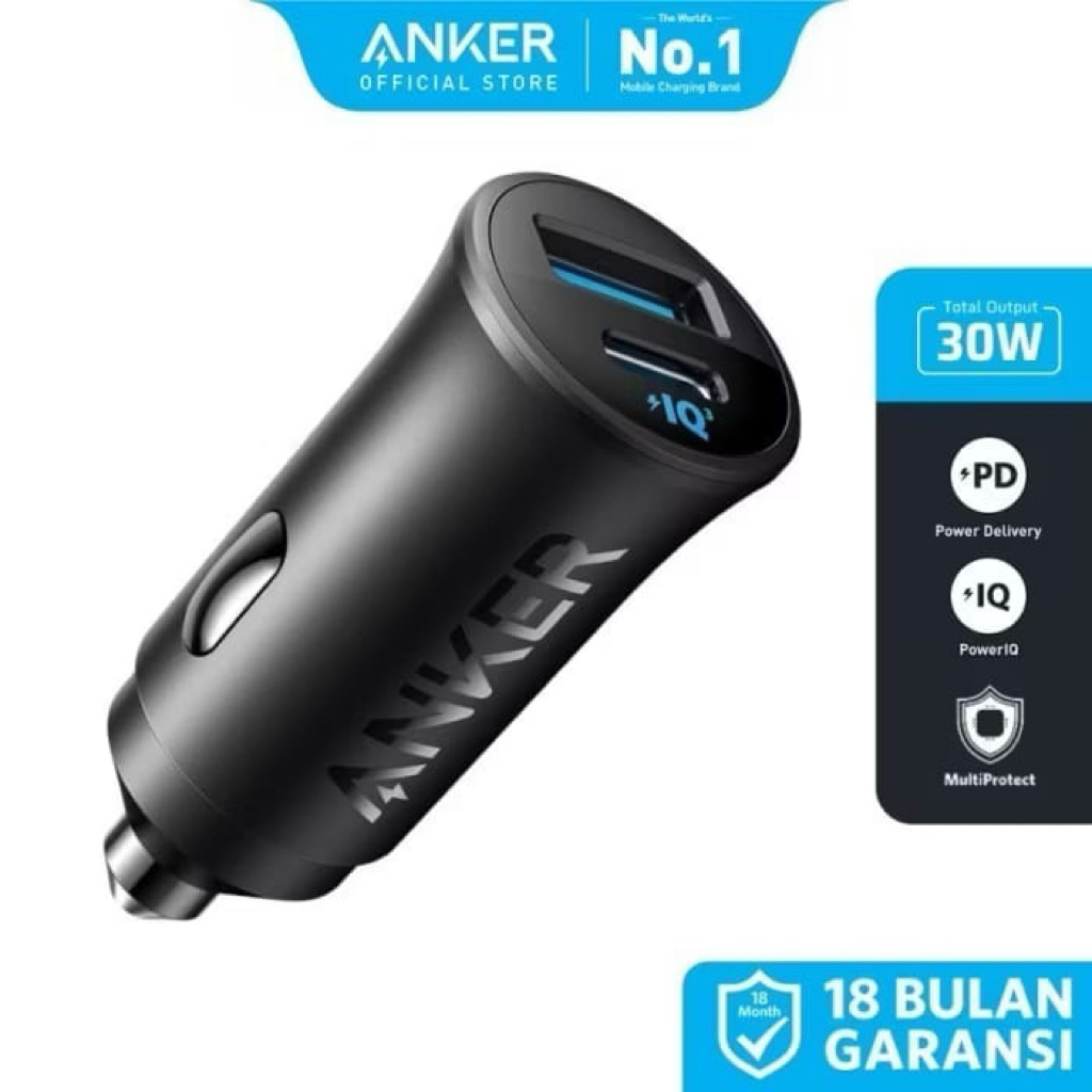 Anker Car Charger 30W 2 พอร์ต USB Type A/C - A2741