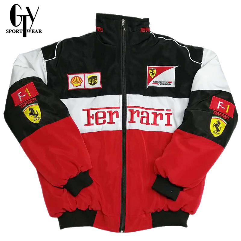 Ferrari F1 Retro Parachute Sports Windbreaker Varsity Baseball Bomber Jacket Unisex