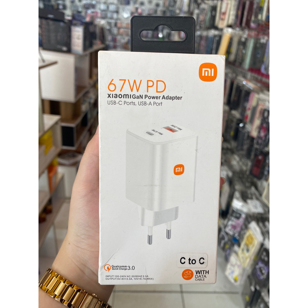 XIA0MI Gan Power Adapter 67W PD Dual port Usb และ Type C