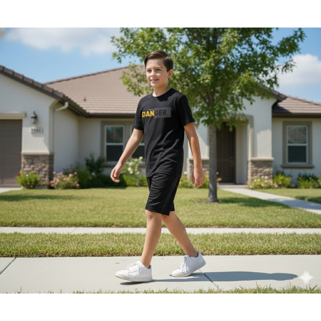 DANGER Pattern ชุดกางเกงขาสั้นเด็ก 5-15 ปี