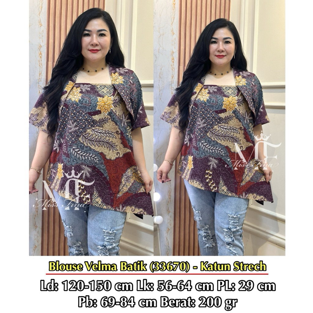 FINA BIGSIZE - (VELMA BATIK BLOUSE) เสื้อค้างคาวผู้หญิง JUMBO BIGSIZE