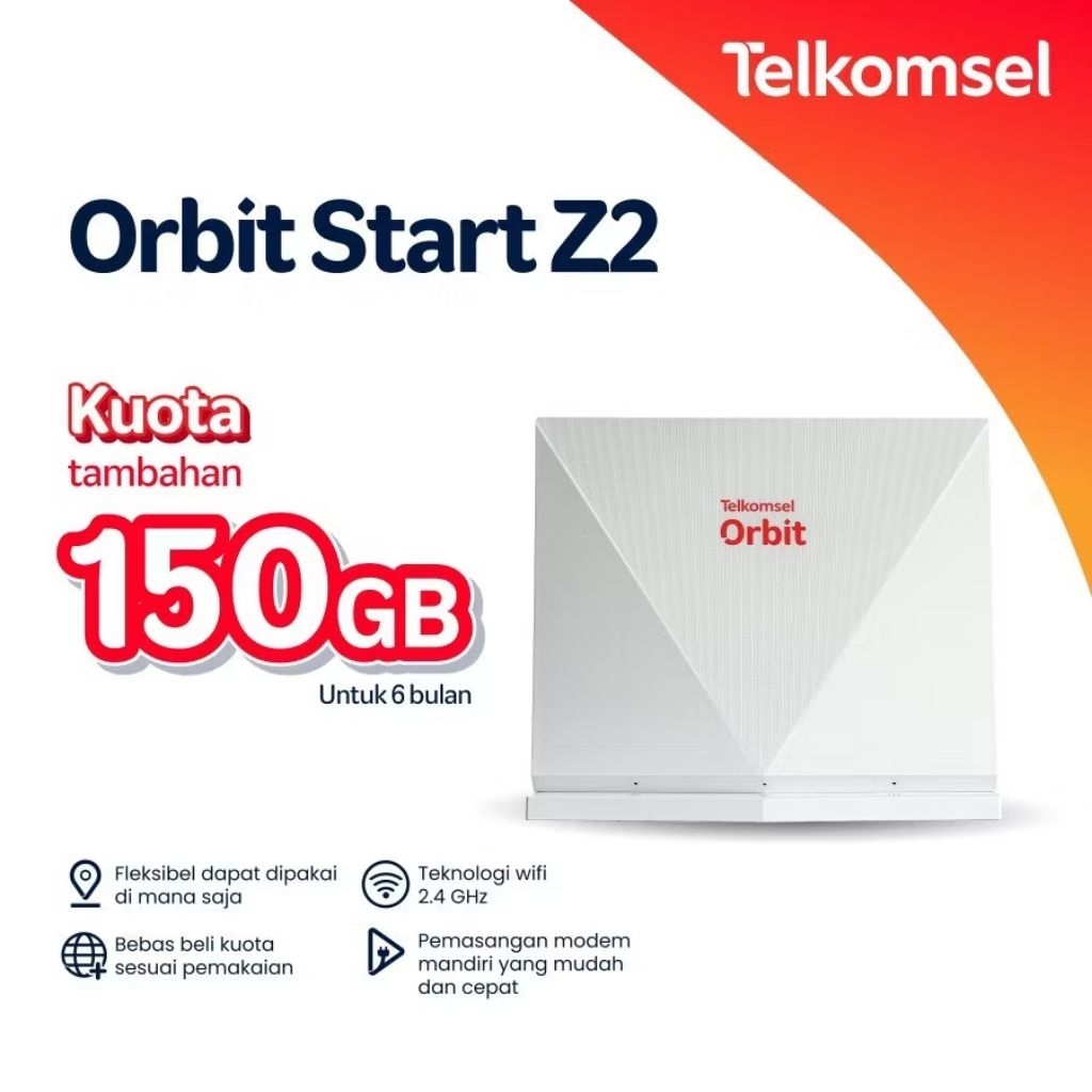 Telkomsel Orbit Start Z2 Modem - 150GB Quota เพิ่มเติมสําหรับ 6 เดือน