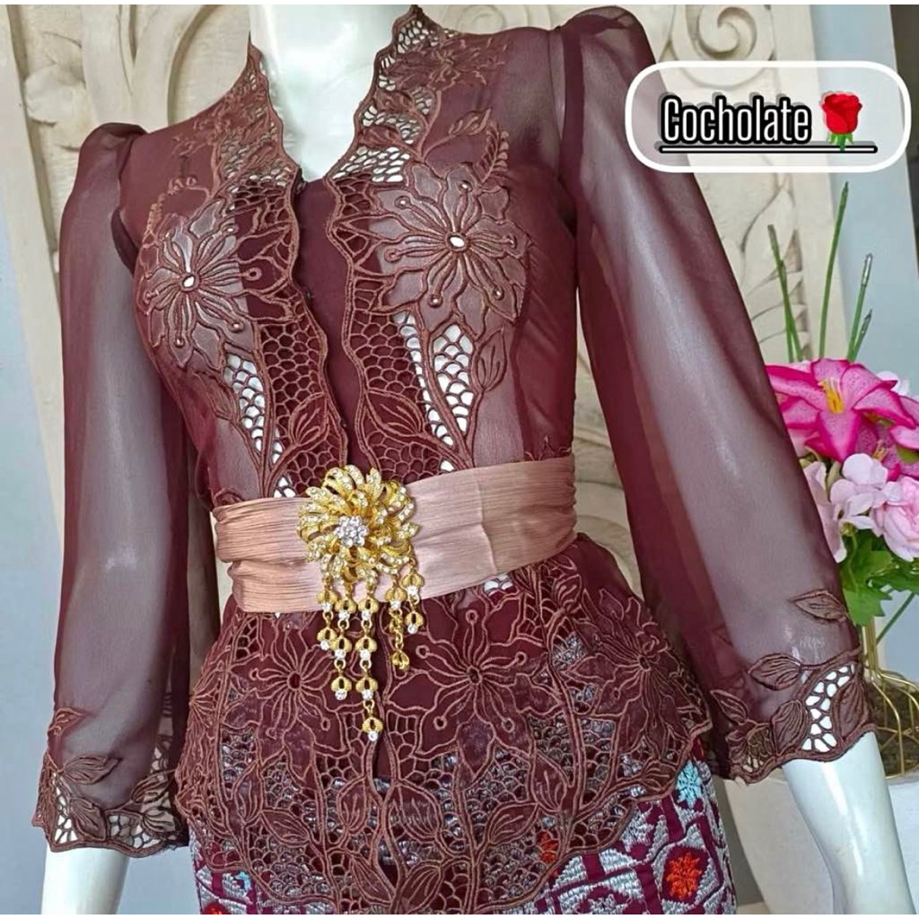 ดอกรัก kebaya รุ่นล่าสุด โดย chandra s-xxl ใหม่ kutu encim