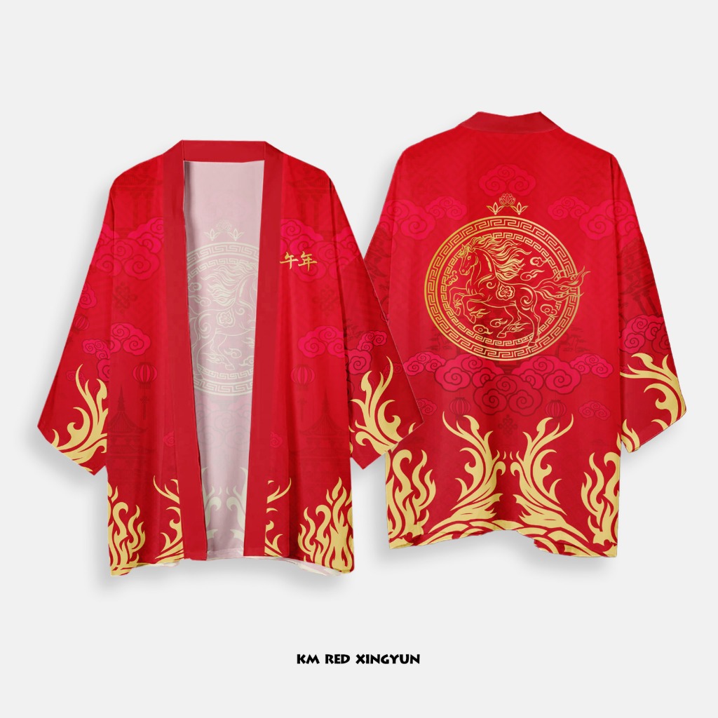 Kimono Outwear Casual FullPrint 3R Chinese New Year Edition KM Red Xingyun