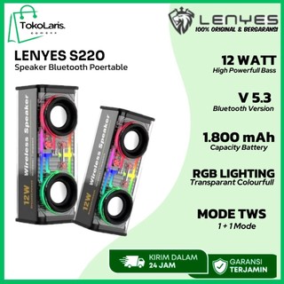 LENYES S220 Speaker Bluetooth RGB Light 5.3 TWS BASS STEREO Sound Speaker Portable