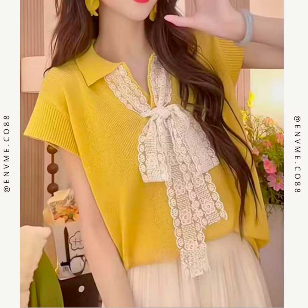ENVME.CO - KINZA LACE KNIT TOP / WOMENS LACE KNIT TOP
